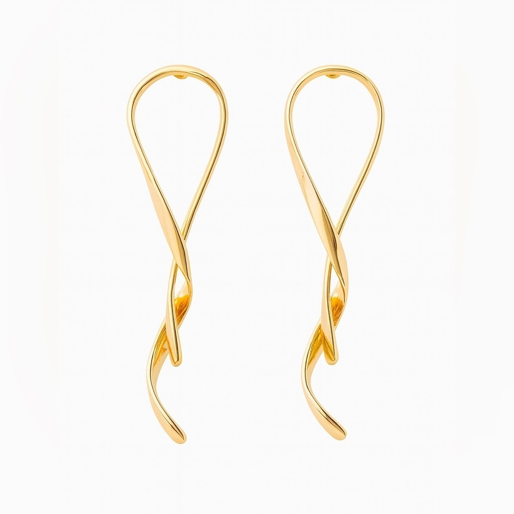 Italian Style 18K Gold Plated Elegant Gold Twist Earrings
